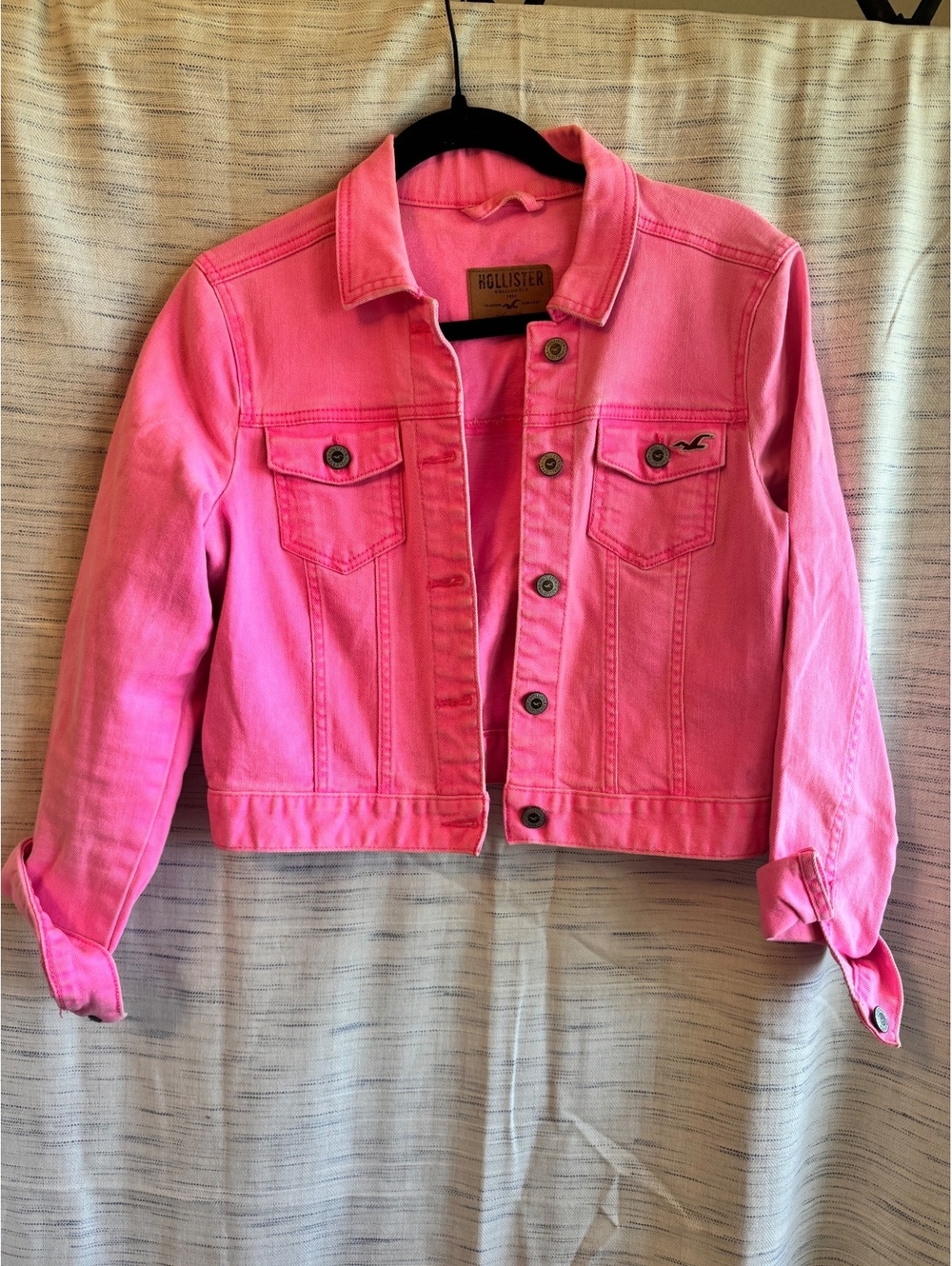 Hollister Pink Denim Jacket Size Large